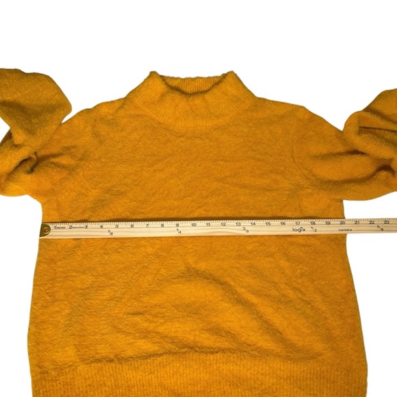 Who What Wear Mustard Yellow Fuzzy Sweater Size L Mock Neck Pullover Cozy Soft - Picture 9 of 12